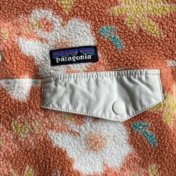 Patagonia Synchilla Orange Boho Floral Snap Pullover - Picture 8 of 10